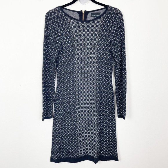 Cynthia Rowley Woman's Sz S Gray and Black Geometric Print Sweater Dress Winter - Picture 1 of 7